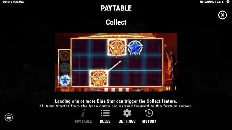 Super Stars USA - Collect özelliğinin tetiklenmesi